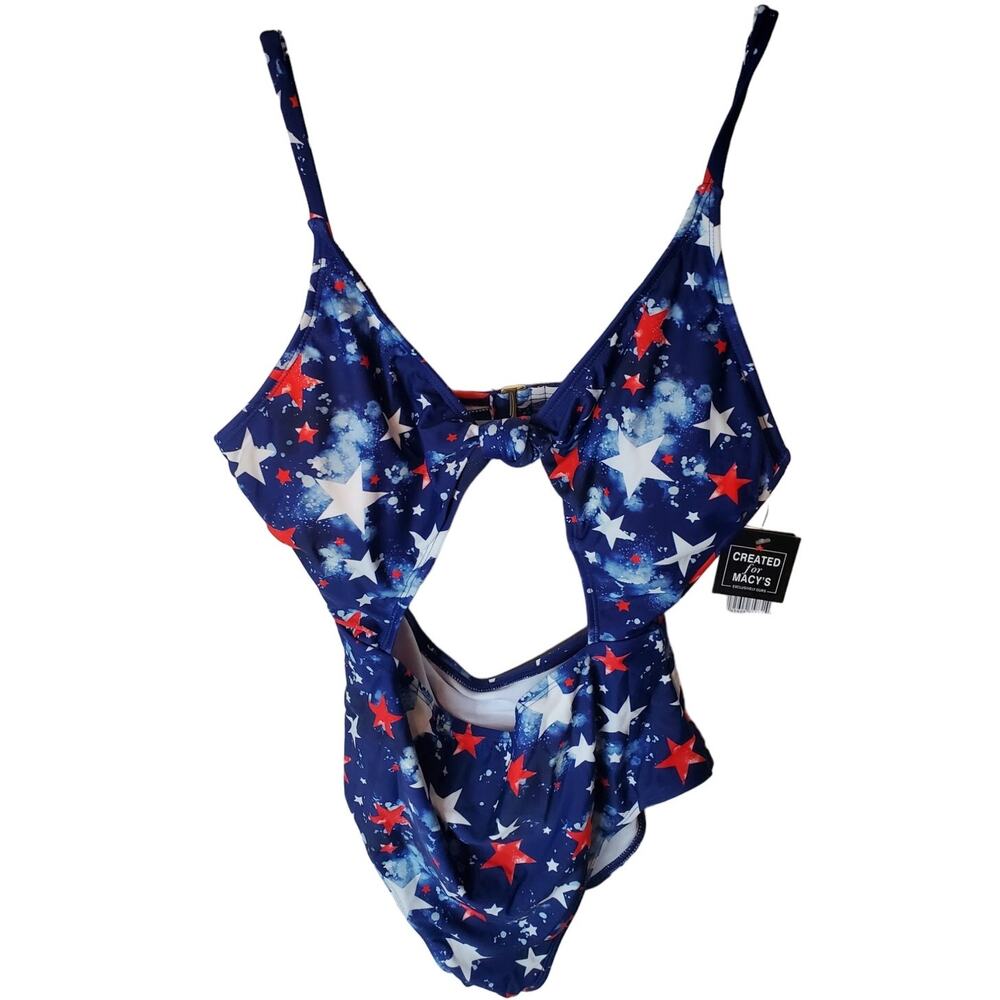 California Waves One Piece Cutout Patriotic Stars Swimsuit, NWT, Large - Picture 1 of 5